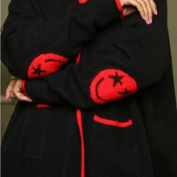 Fantastic Fawn Black Cardigan with Red Accents - Picture 2 of 8